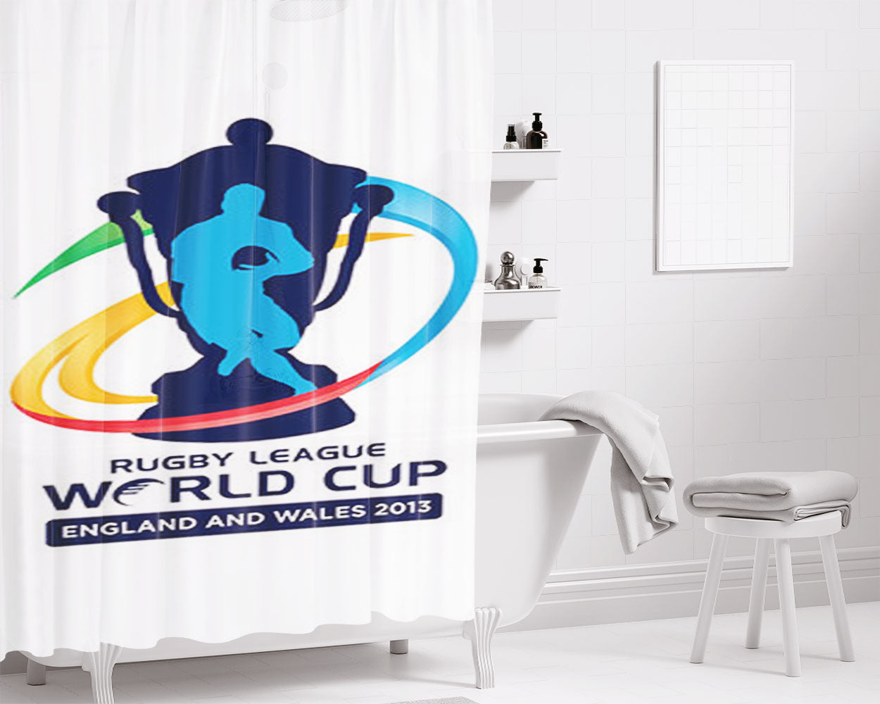 Rugby League Logo Bathroom Shower Curtain Fabric Waterproof | 66 X 72 Inch