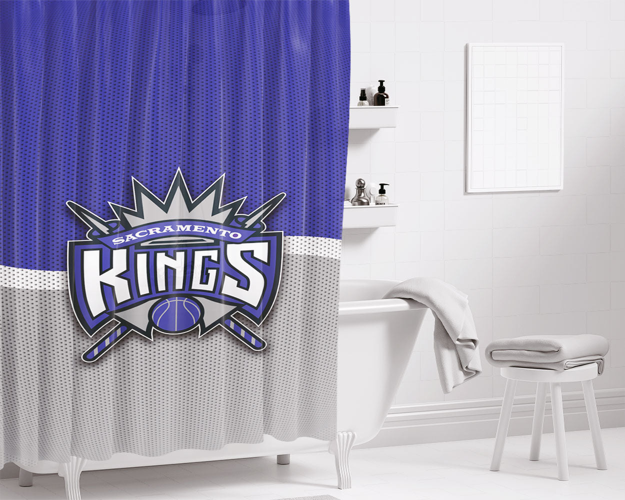 Sacramento Kings Logo Jersey Bathroom Shower Curtain Fabric Waterproof | 66 X 72 Inch