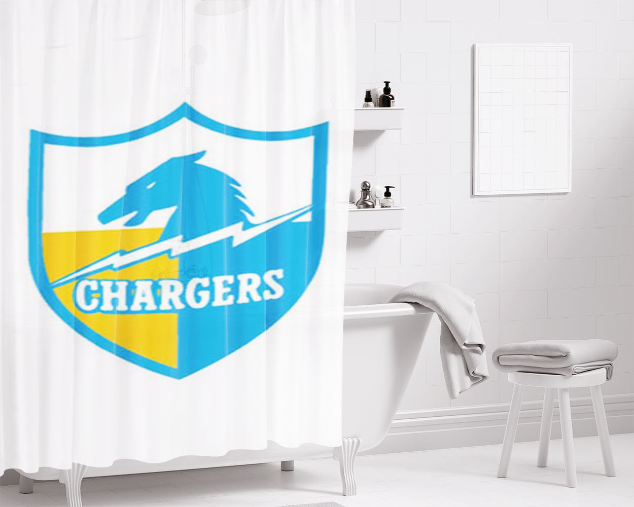 San Diego Chargers Badge Sports Bathroom Shower Curtain Fabric Waterproof | 66 X 72 Inch