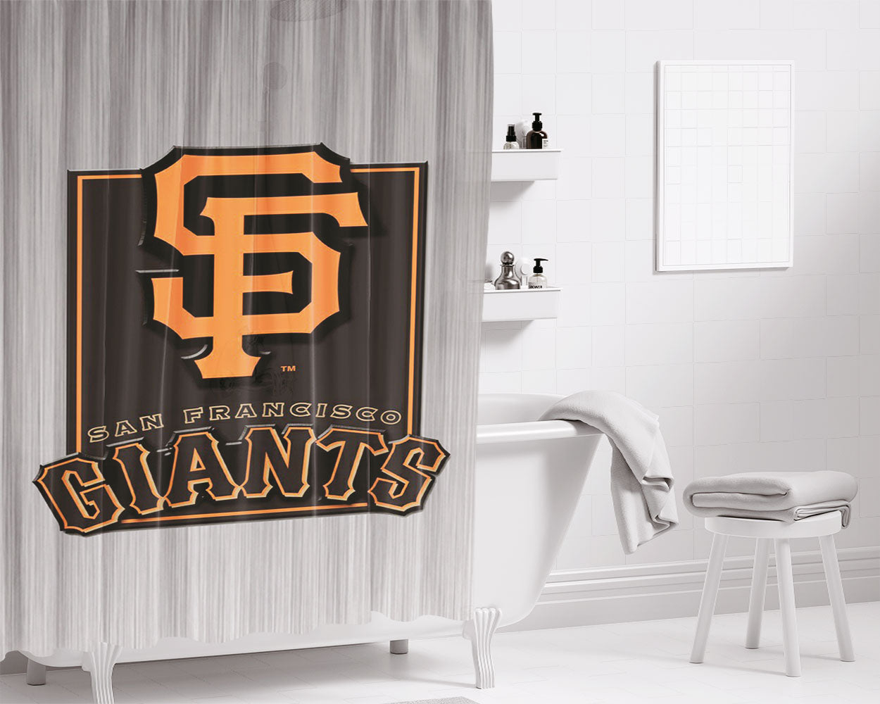 San Francisco Giants 2 Bathroom Shower Curtain Fabric Waterproof | 66 X 72 Inch