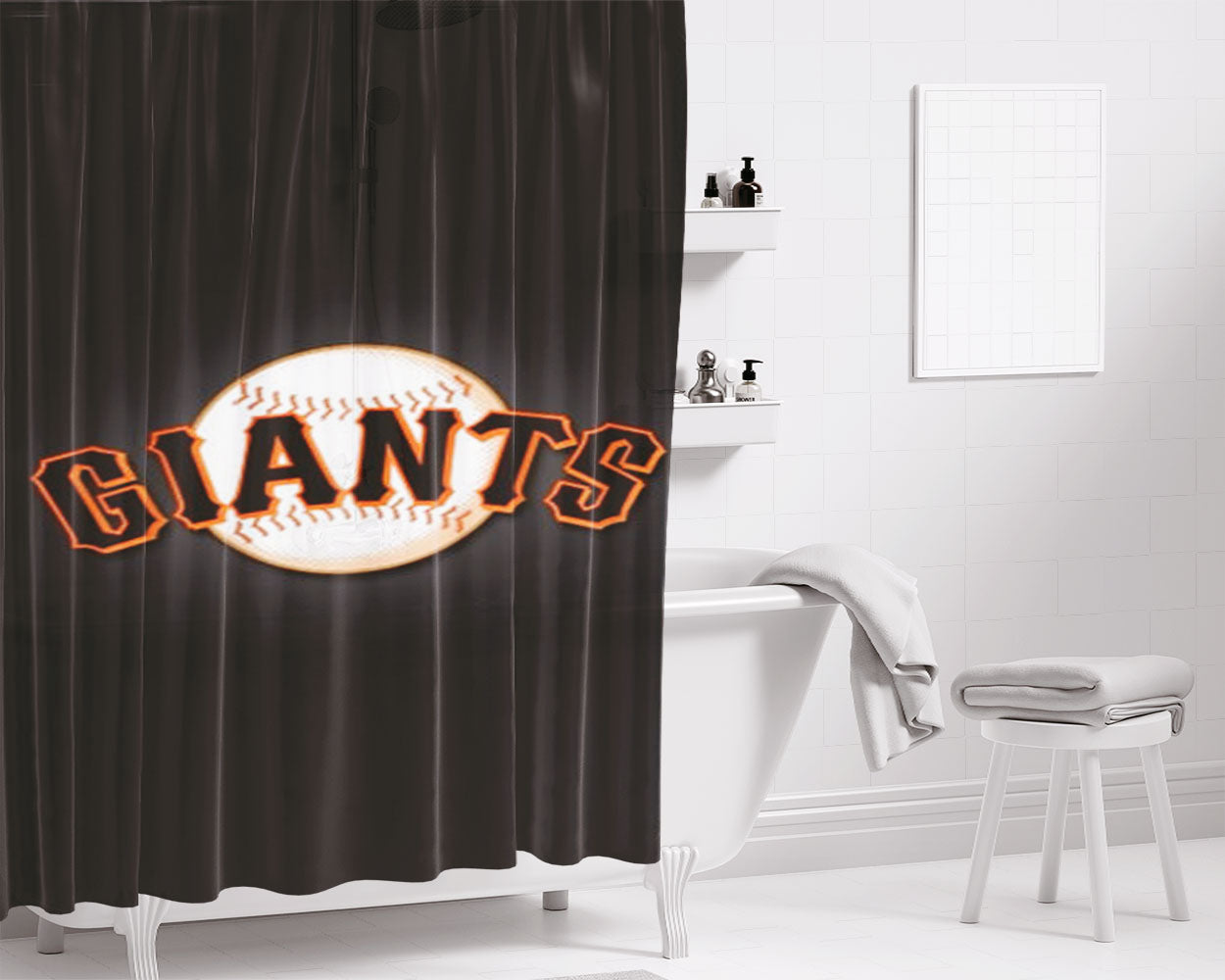 San Francisco Giants Baseball Bathroom Shower Curtain Fabric Waterproof | 66 X 72 Inch