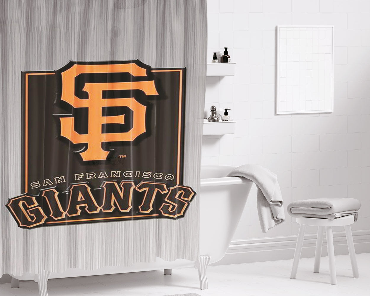 San Francisco Giants Icon Bathroom Shower Curtain Fabric Waterproof | 66 X 72 Inch
