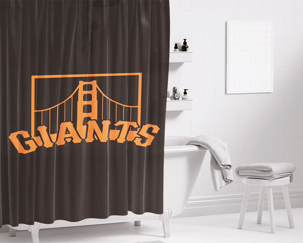 San Francisco Giants Logos Bathroom Shower Curtain Fabric Waterproof | 66 X 72 Inch
