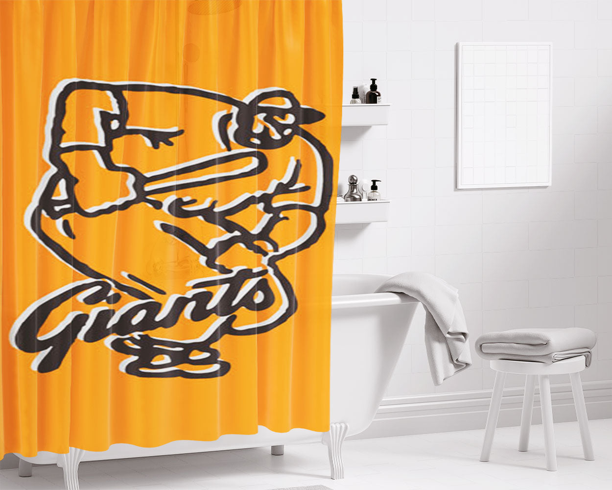 San Francisco Giants Symbol Club Bathroom Shower Curtain Fabric Waterproof | 66 X 72 Inch