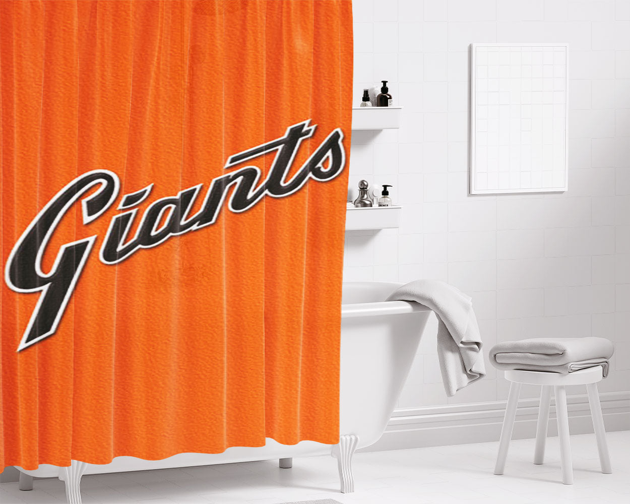 San Francisco Giants Text Bathroom Shower Curtain Fabric Waterproof | 66 X 72 Inch