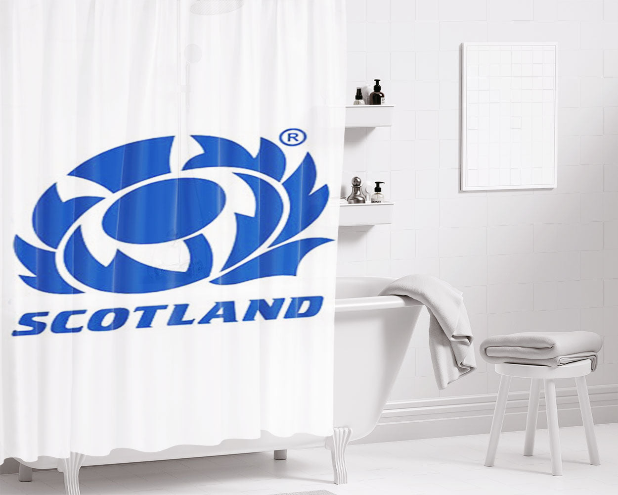 Scotland Rugby Art Bathroom Shower Curtain Fabric Waterproof | 66 X 72 Inch