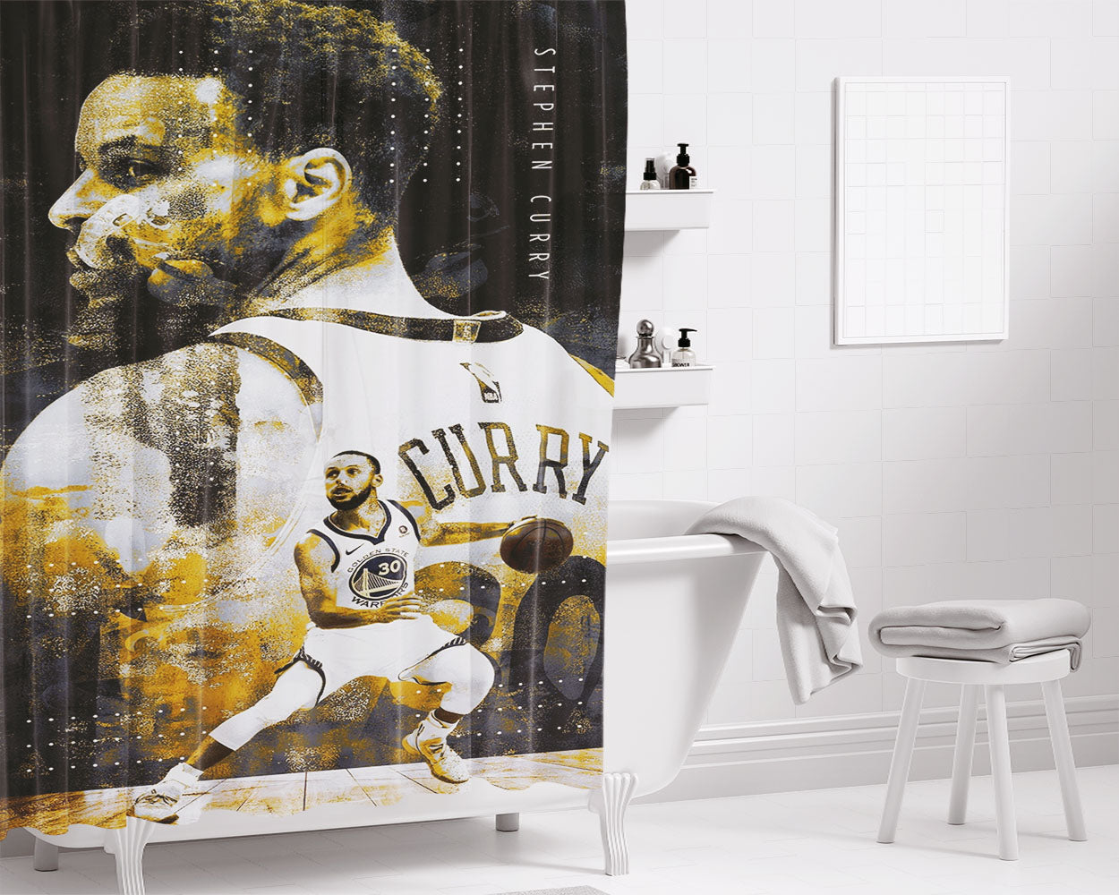 Stephen Curry Nba Bathroom Shower Curtain Fabric Waterproof | 66 X 72 Inch