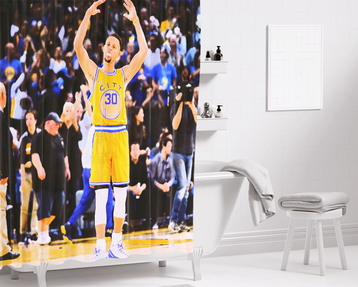 Stephen Curry Yellow Bathroom Shower Curtain Fabric Waterproof | 66 X 72 Inch