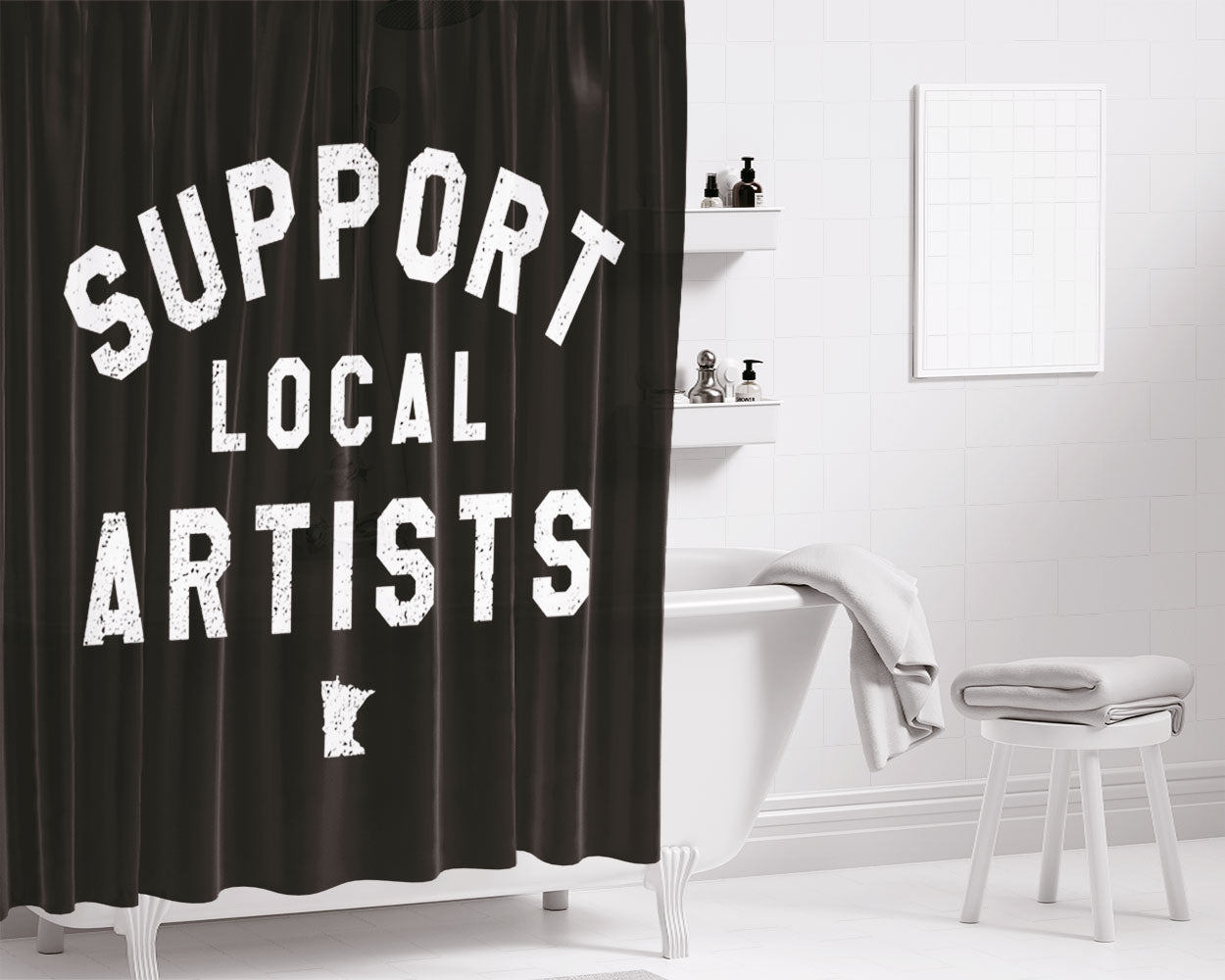 Support Local Artists - Minnesota Bathroom Shower Curtain Fabric Waterproof | 66 X 72 Inch