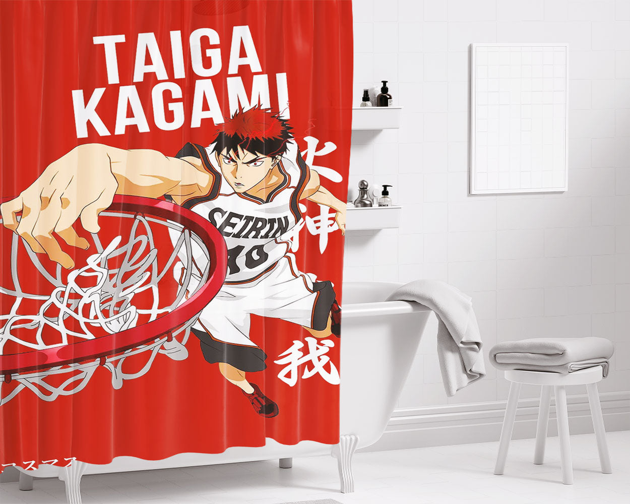 Taiga Kagami Seirin Team Kuroko No Basket Bathroom Shower Curtain Fabric Waterproof | 66 X 72 Inch