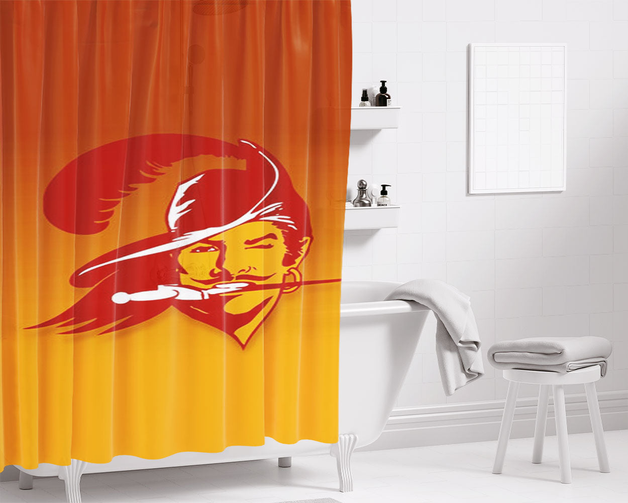 Tampa Bay Buccaneers Logo Bathroom Shower Curtain Fabric Waterproof | 66 X 72 Inch