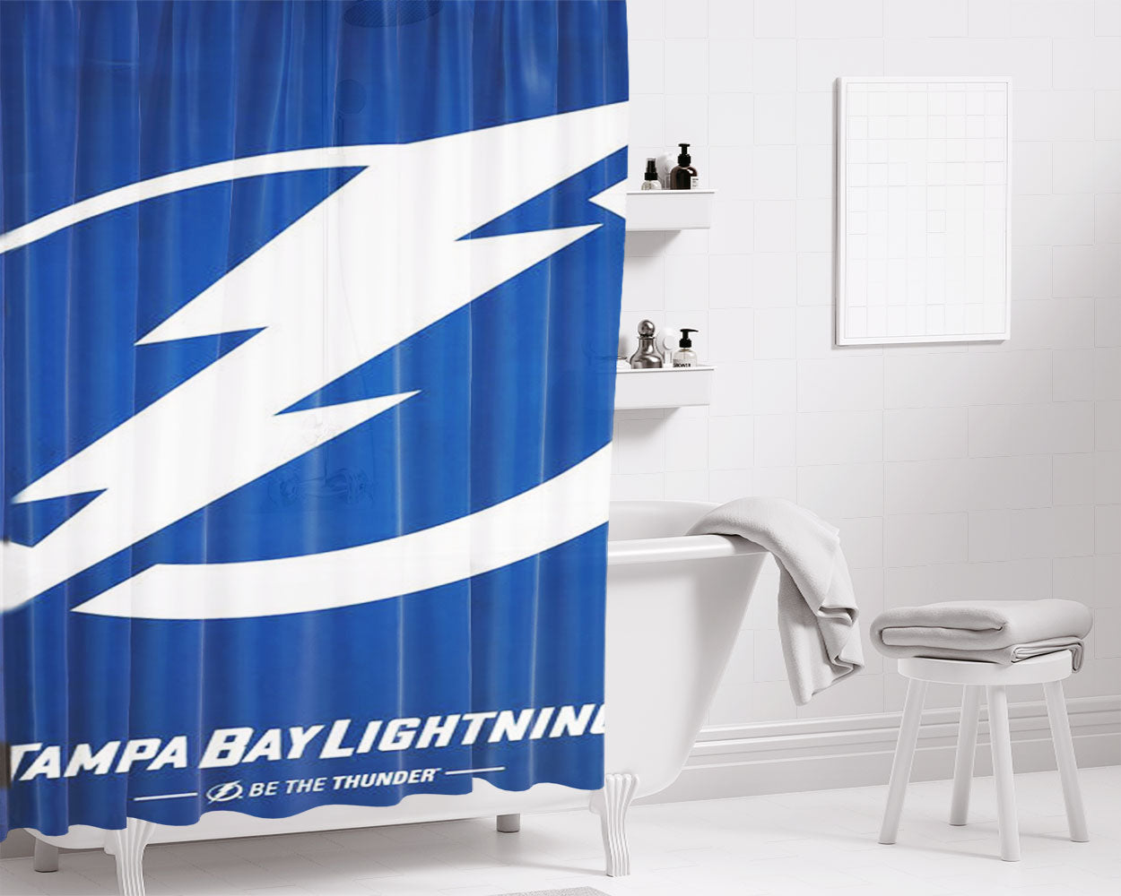 Tampa Bay Lightning Be The Thunder Bathroom Shower Curtain Fabric Waterproof | 66 X 72 Inch