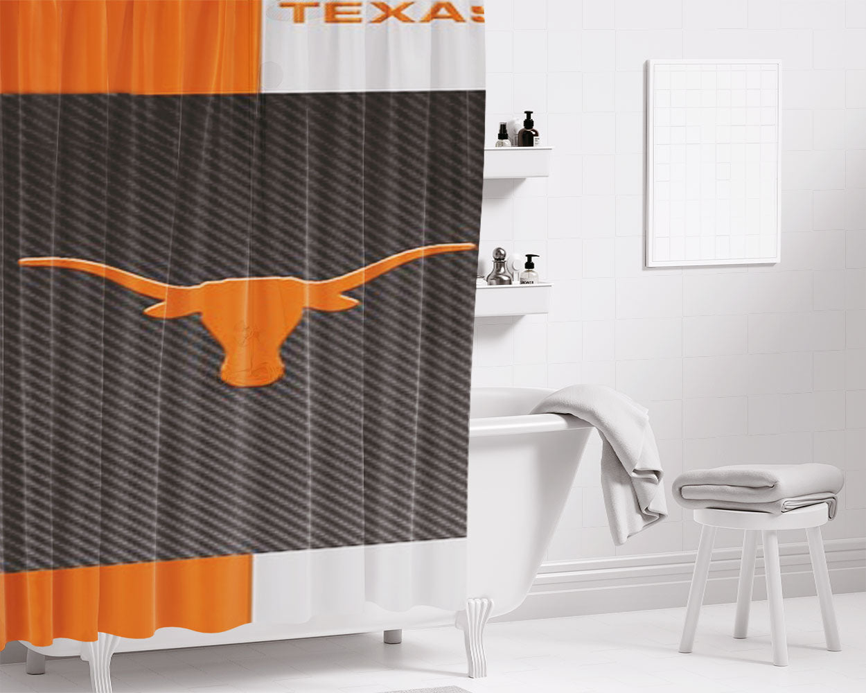 Texas Longhor Bathroom Shower Curtain Fabric Waterproof | 66 X 72 Inch