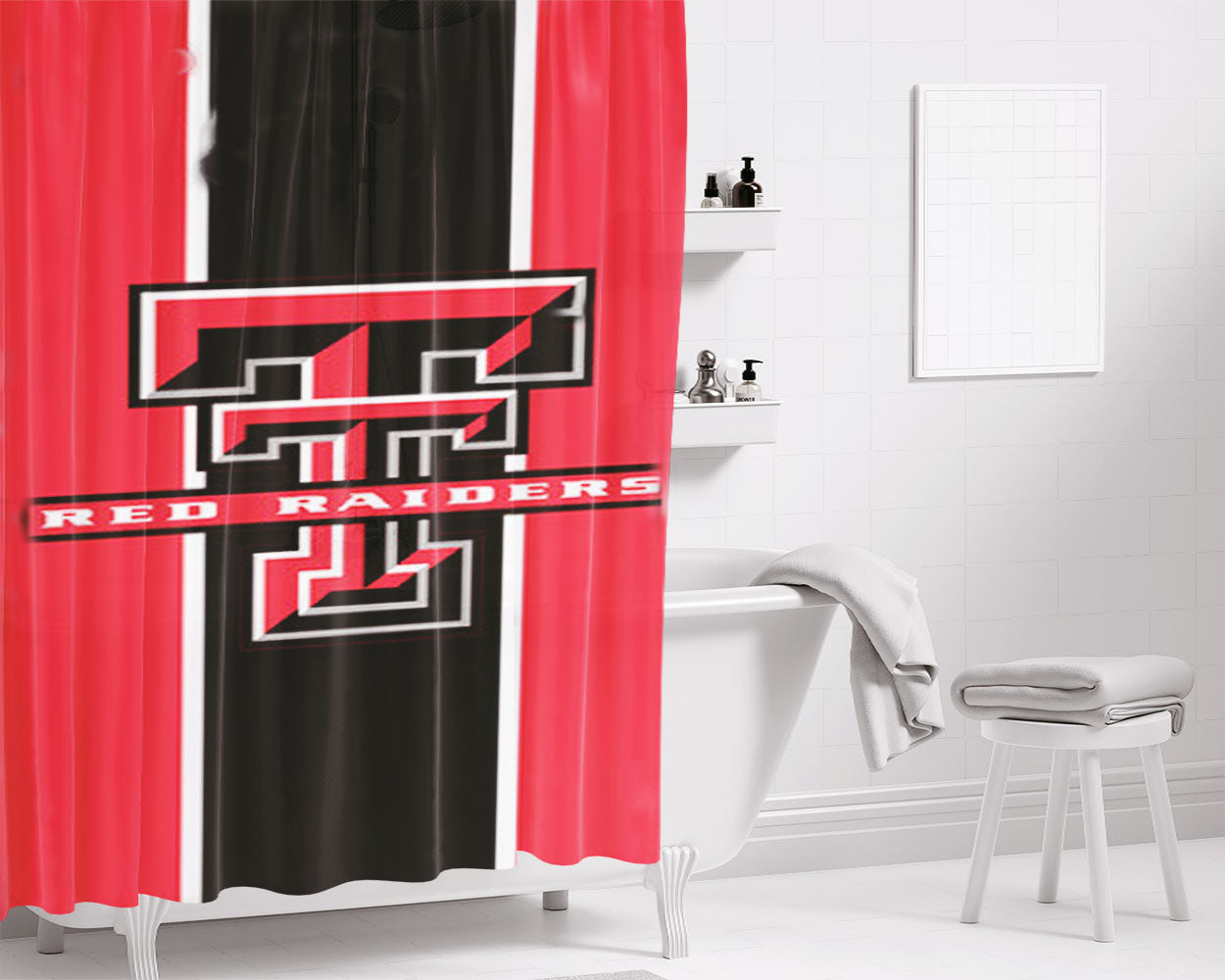 Texas Tech Red Raiders Bathroom Shower Curtain Fabric Waterproof | 66 X 72 Inch
