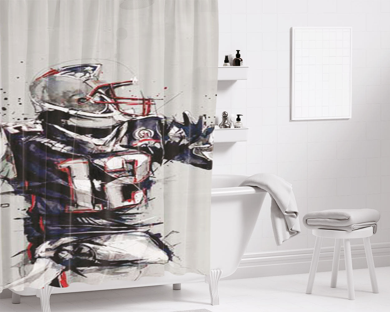 Tom Brady Sketch Bathroom Shower Curtain Fabric Waterproof | 66 X 72 Inch