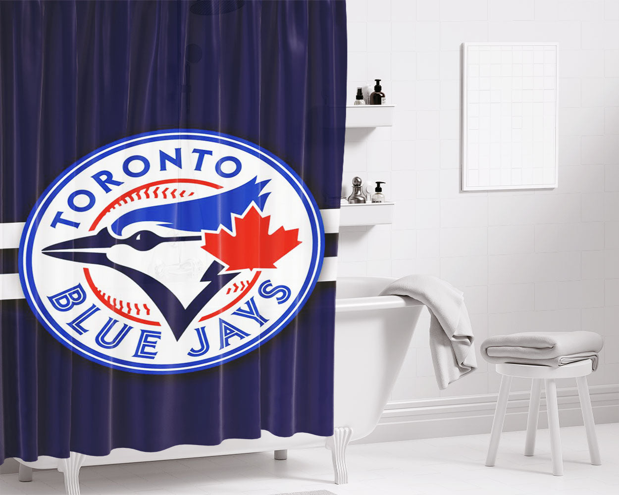 Toronto Blue Jays Toronto Blue Bathroom Shower Curtain Fabric Waterproof | 66 X 72 Inch