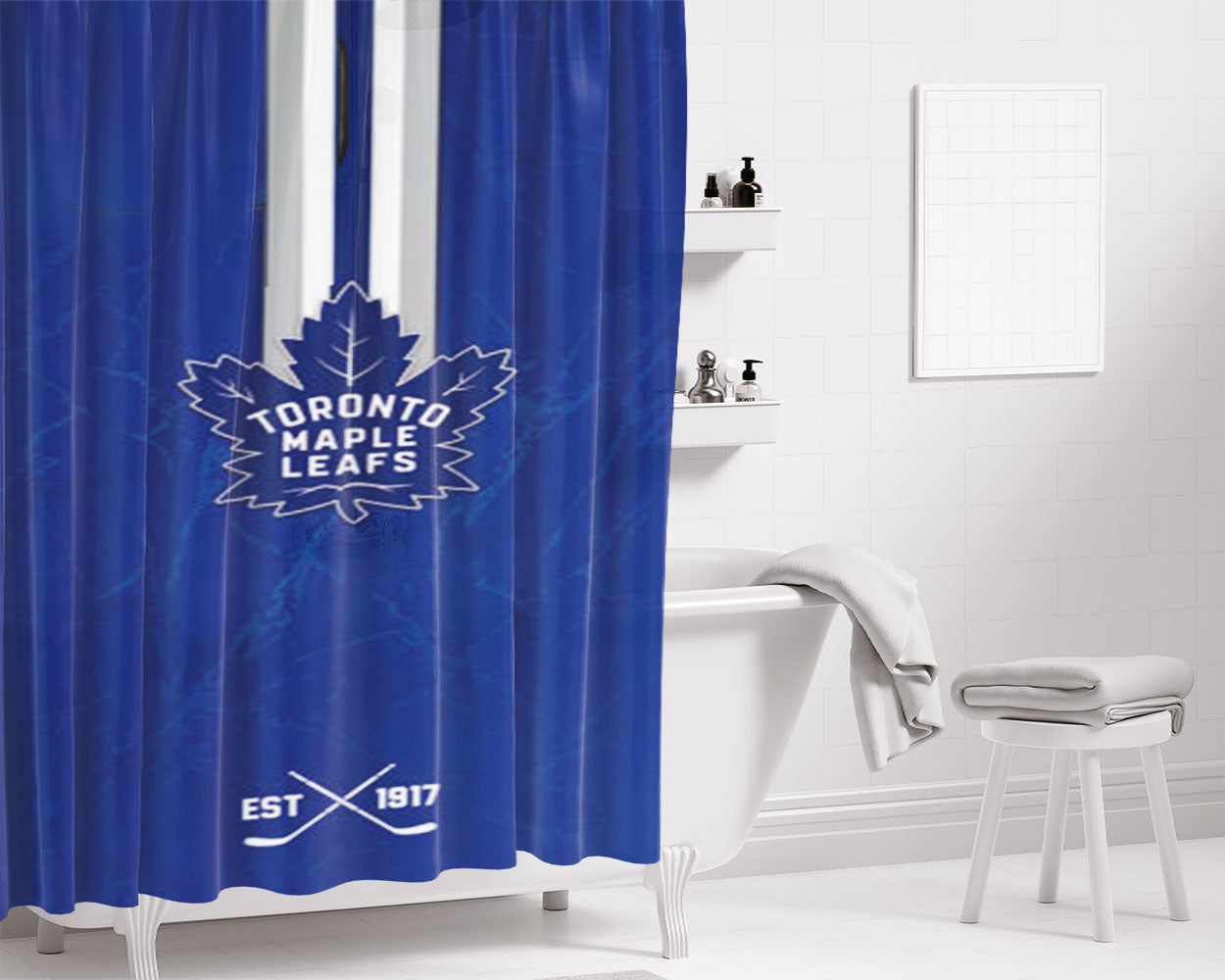 Toronto Maple Leafs Distressed Bathroom Shower Curtain Fabric Waterproof | 66 X 72 Inch