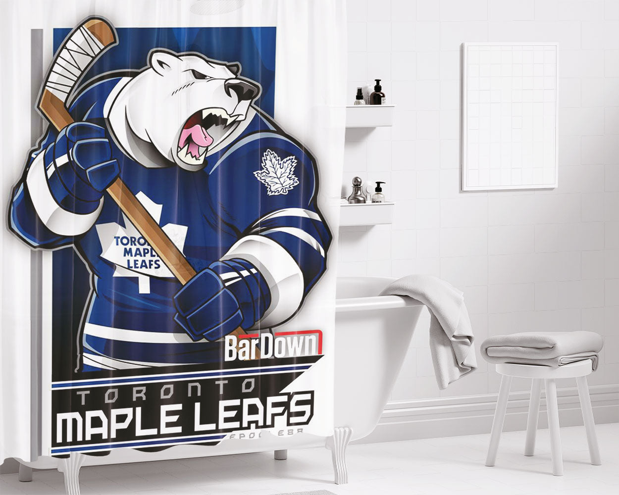 Toronto Maple Leafs Est 1917 Bathroom Shower Curtain Fabric Waterproof | 66 X 72 Inch