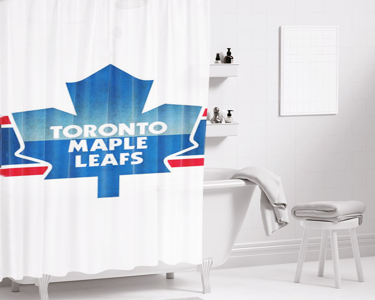 Toronto Maple Leafs Tml Bathroom Shower Curtain Fabric Waterproof | 66 X 72 Inch