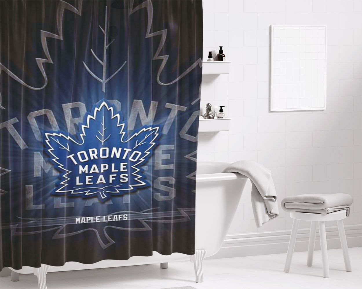 Toronto Maple Leafs Bathroom Shower Curtain Fabric Waterproof | 66 X 72 Inch