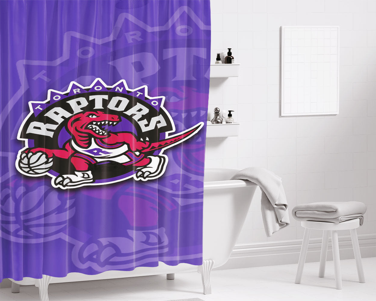 Toronto Raptors Basket Ball Bathroom Shower Curtain Fabric Waterproof | 66 X 72 Inch