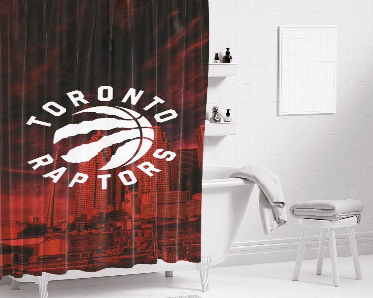 Toronto Raptors Logo Bathroom Shower Curtain Fabric Waterproof | 66 X 72 Inch