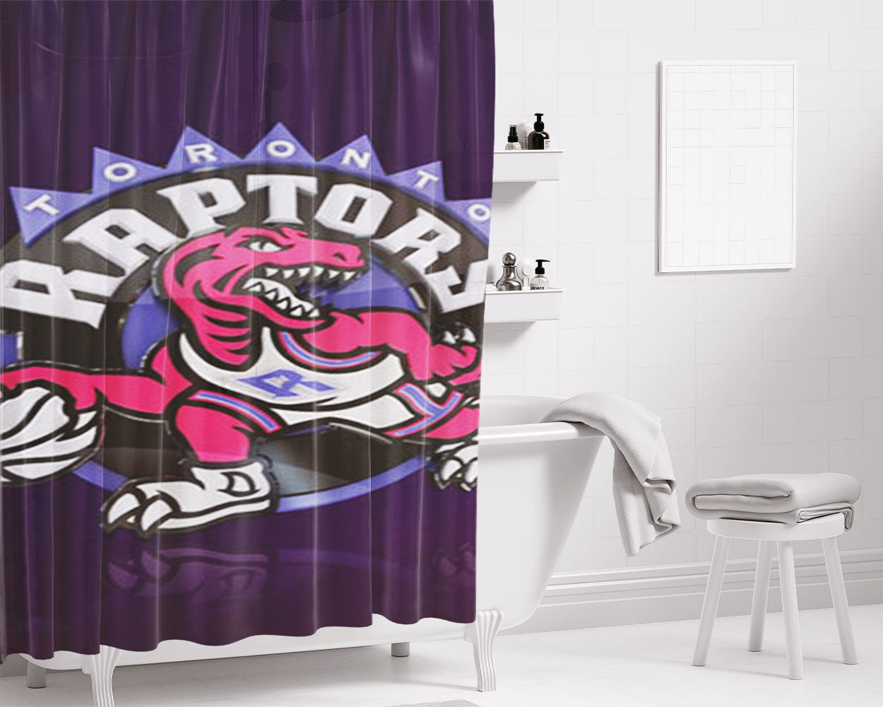 Toronto Raptors Bathroom Shower Curtain Fabric Waterproof | 66 X 72 Inch