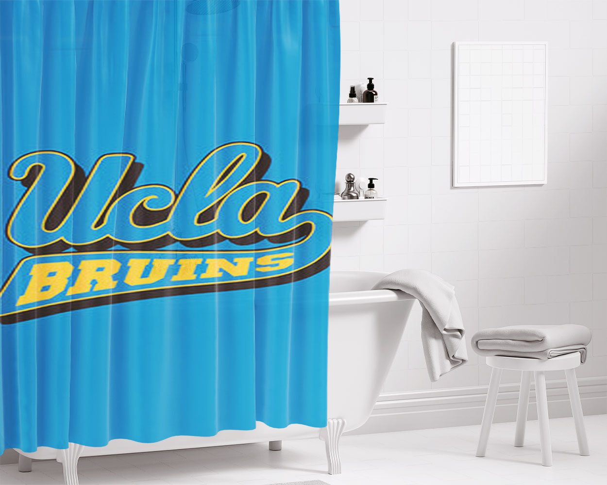 Ucla Bruins Logo Blue Bathroom Shower Curtain Fabric Waterproof | 66 X 72 Inch