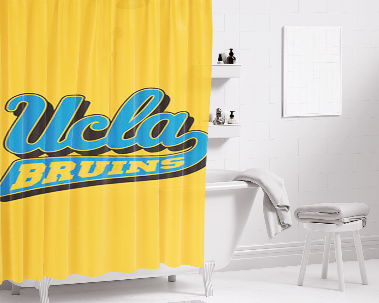Ucla Bruins Logo Yelow Bathroom Shower Curtain Fabric Waterproof | 66 X 72 Inch
