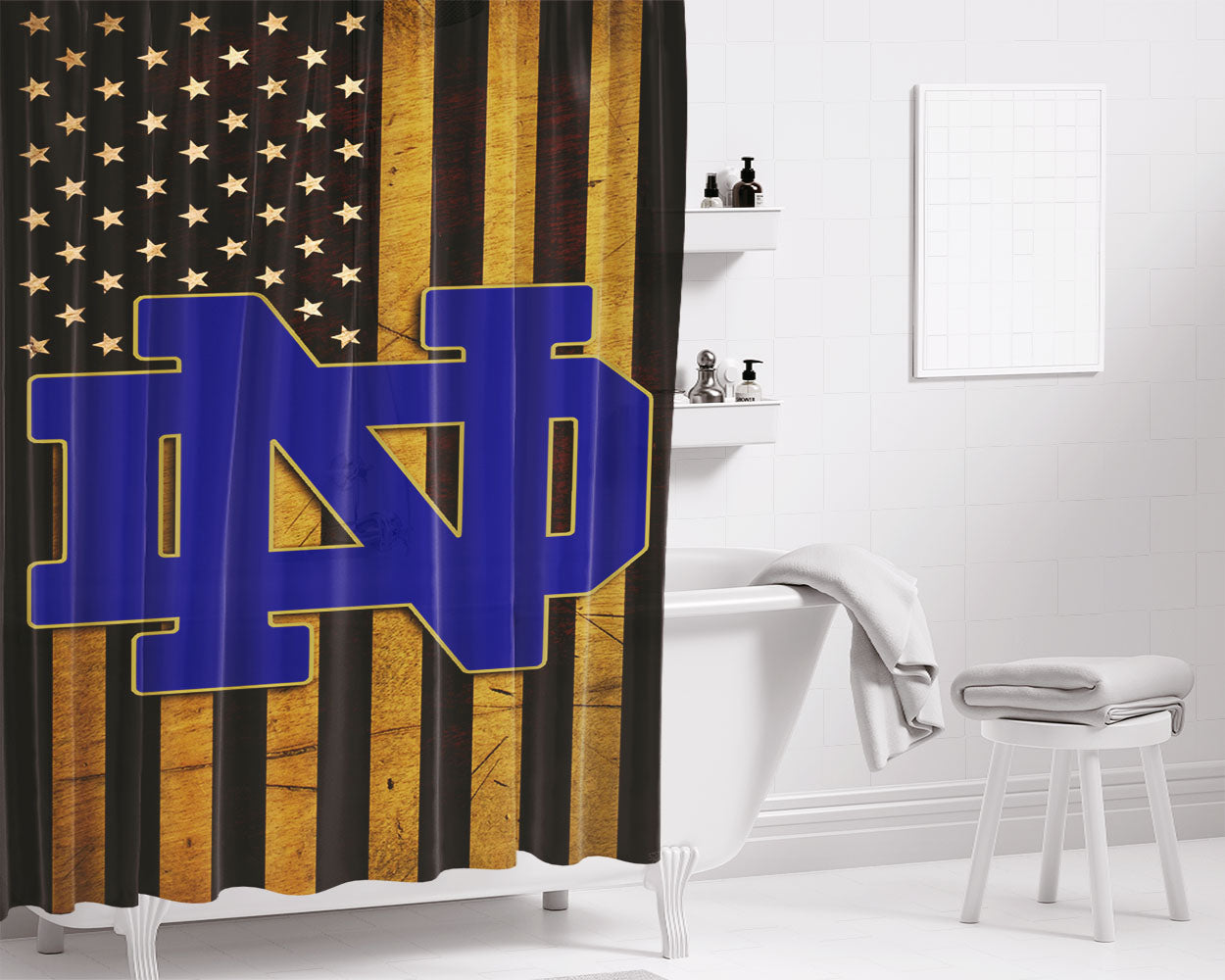 University Of Notre Dame Bathroom Shower Curtain Fabric Waterproof | 66 X 72 Inch