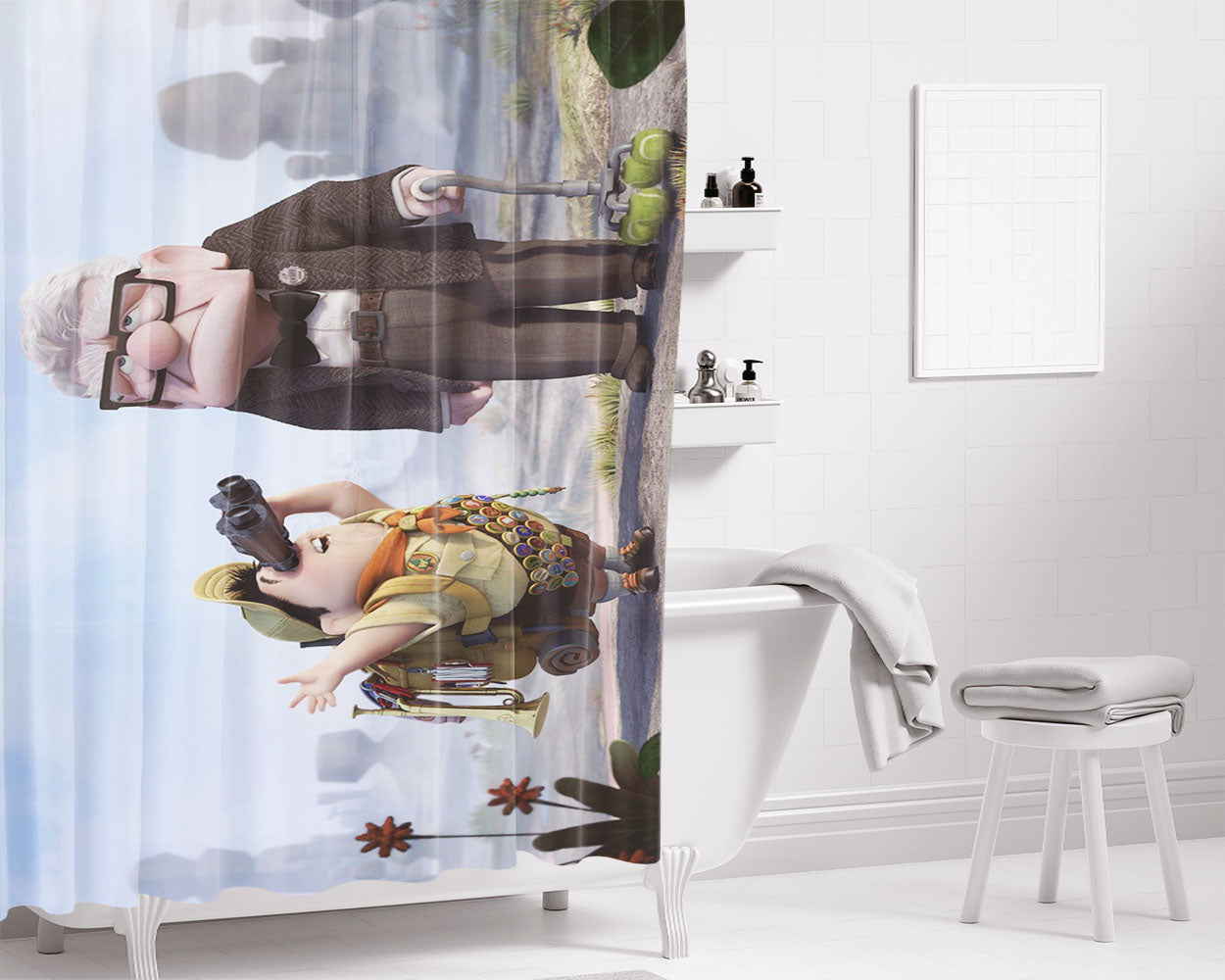 Up Russell And Up Mc Carol Fredrickson Bathroom Shower Curtain Fabric Waterproof | 66 X 72 Inch
