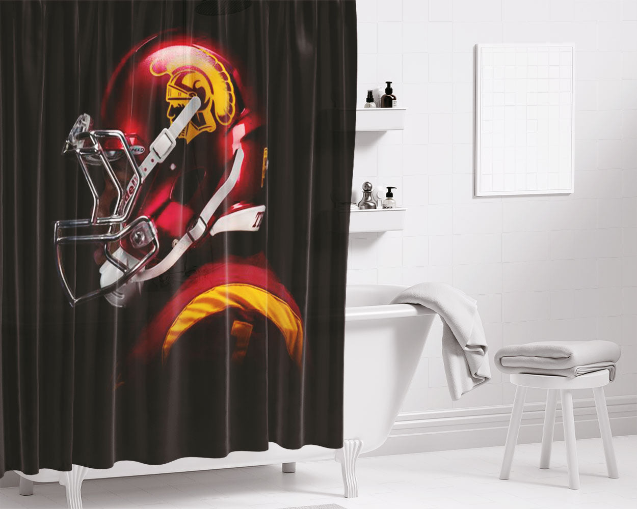 Usc Trojans Logo 2 Bathroom Shower Curtain Fabric Waterproof | 66 X 72 Inch