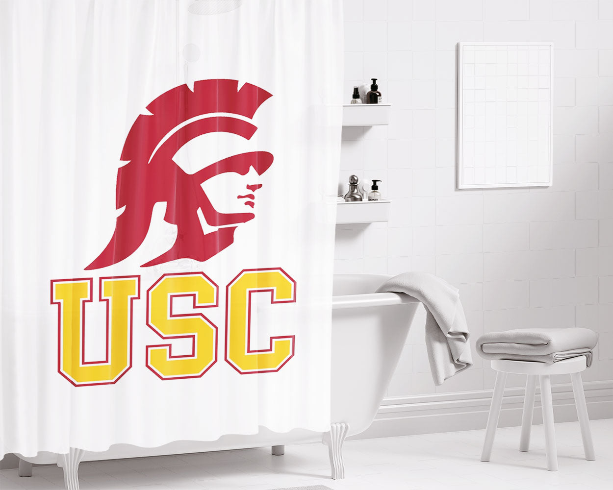 Usc Trojans New Bathroom Shower Curtain Fabric Waterproof | 66 X 72 Inch