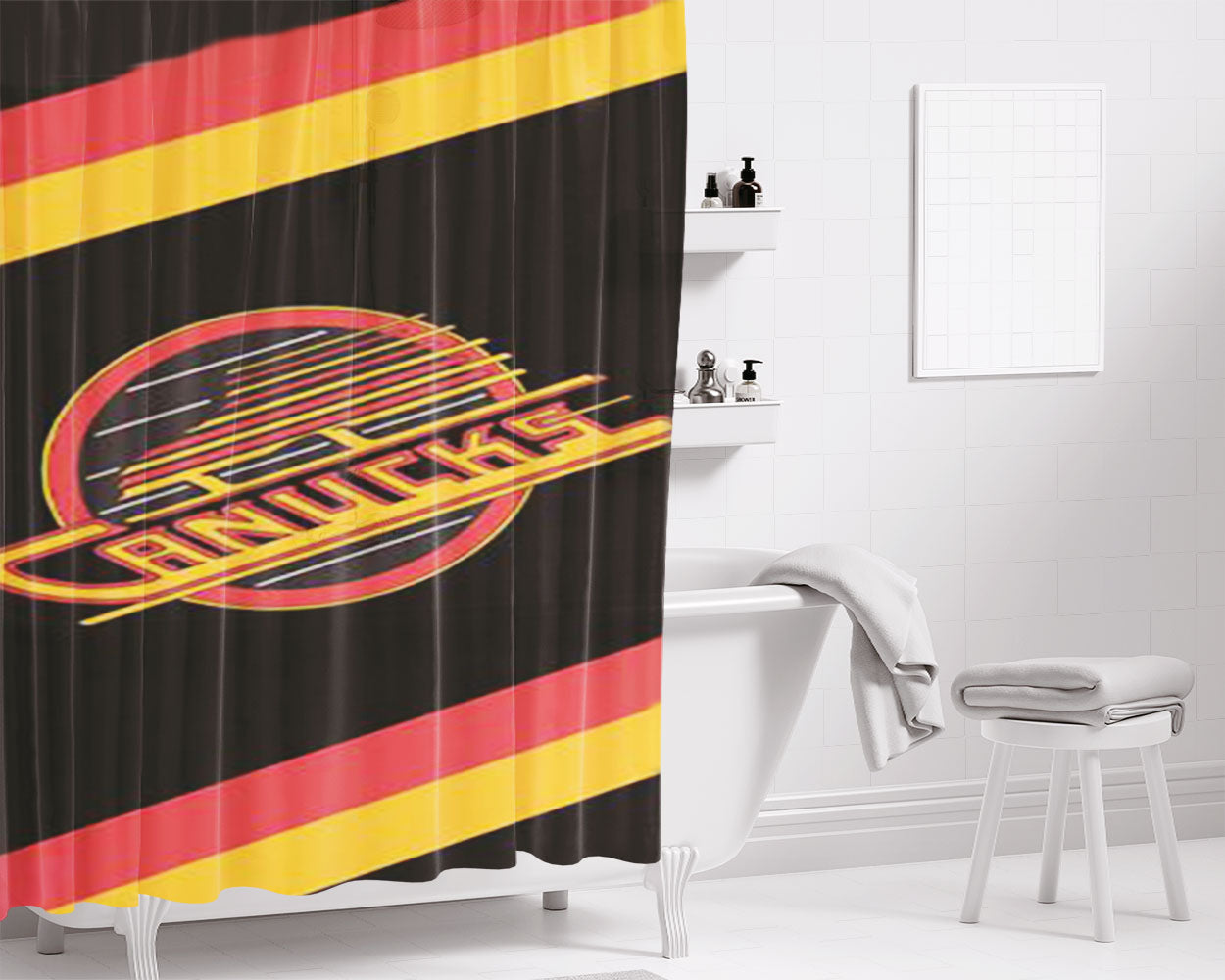 Vancouver Canucks Ice Hockey Team Nhl Bathroom Shower Curtain Fabric Waterproof | 66 X 72 Inch