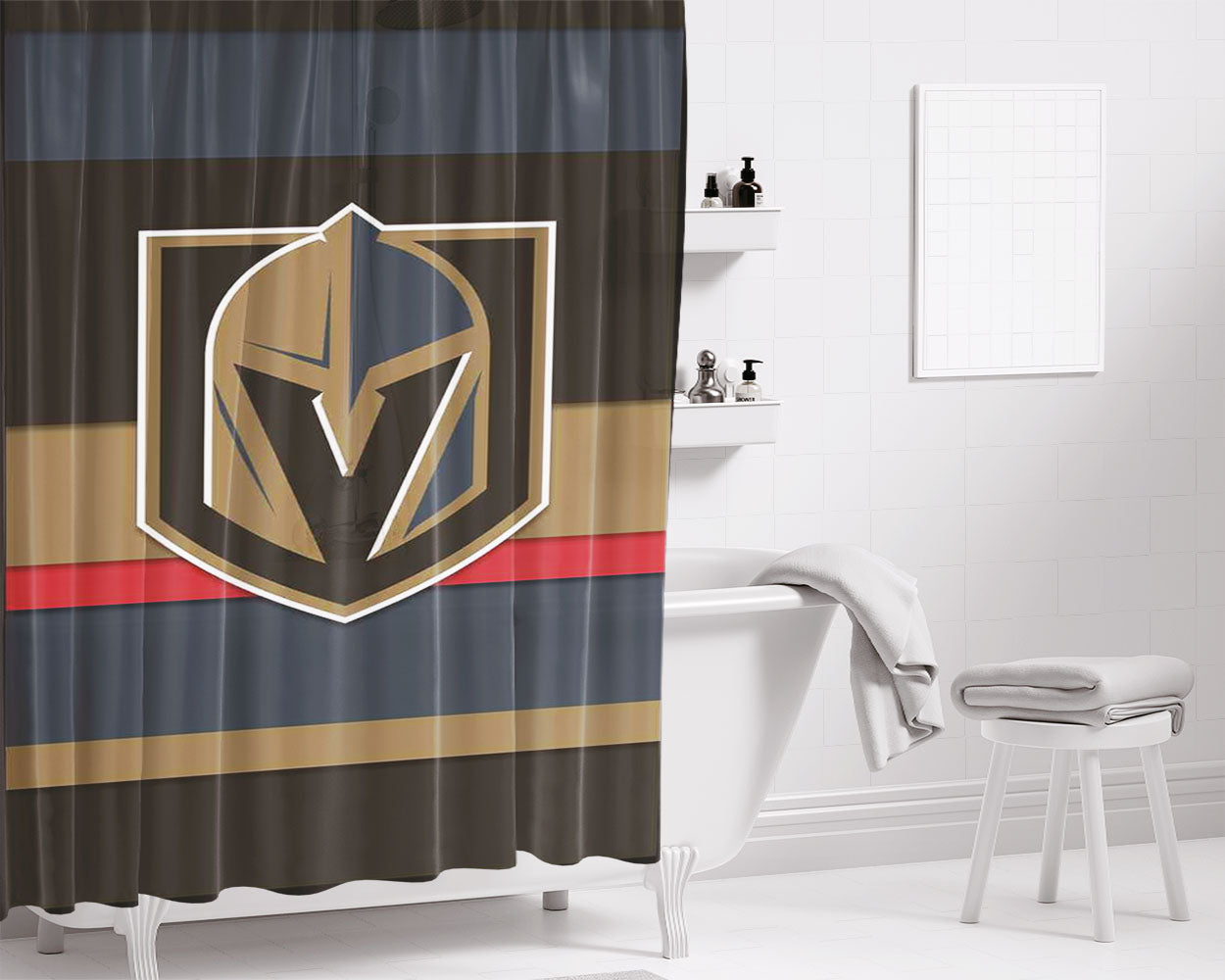 Vegas Golden Knight Logo 2 Bathroom Shower Curtain Fabric Waterproof | 66 X 72 Inch