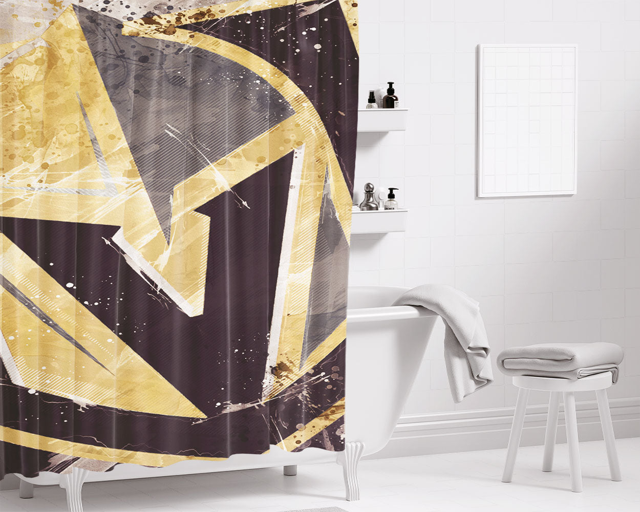 Vegas Golden Knights Art Logo Bathroom Shower Curtain Fabric Waterproof | 66 X 72 Inch