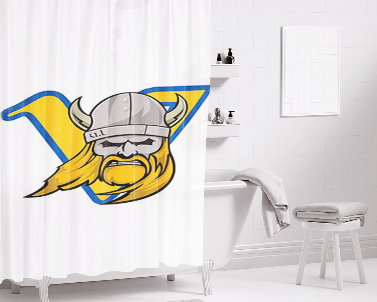 Vikings Logo Bathroom Shower Curtain Fabric Waterproof | 66 X 72 Inch
