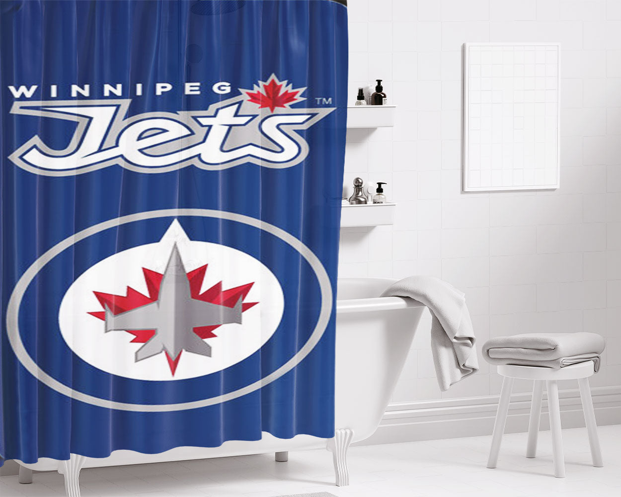 Winnipeg Jets Poster Bathroom Shower Curtain Fabric Waterproof | 66 X 72 Inch