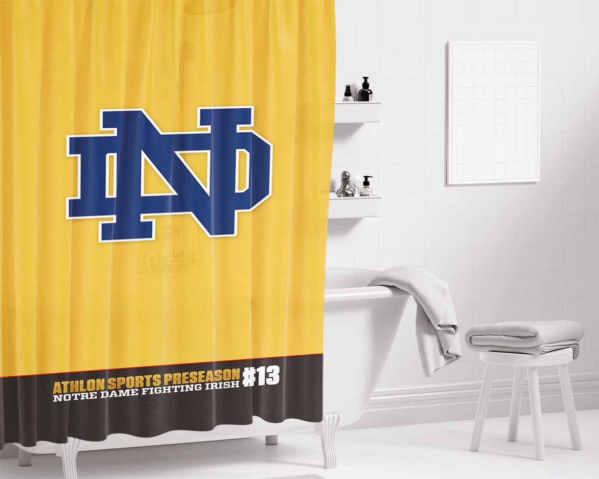 Notre Dame Fighting Irish Athlon Sports Yellow Wallpapers Bathroom Shower Curtain Fabric Waterproof | 66 X 72 Inch