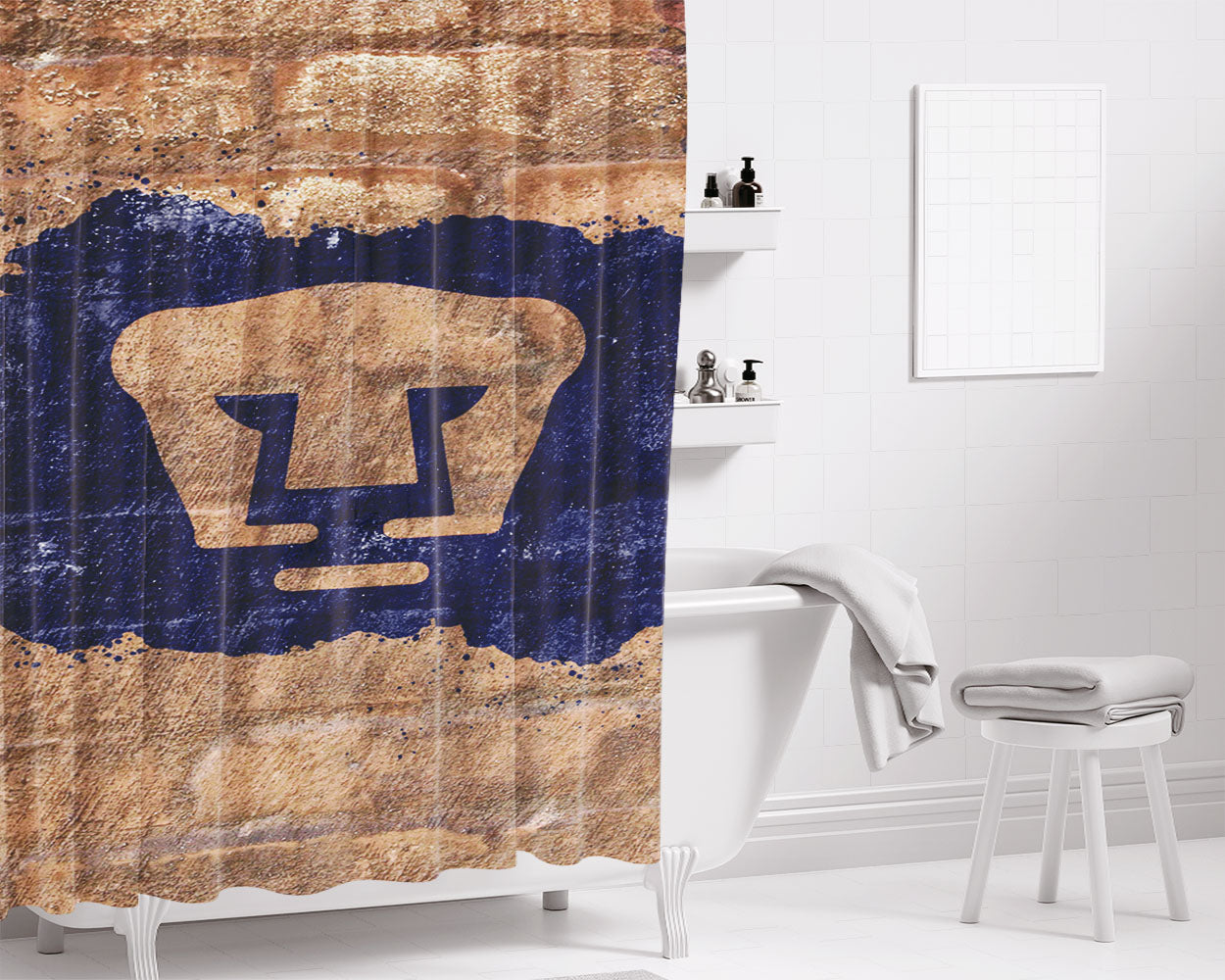 Club Universidad Pumas Unam Wallpaper Bathroom Shower Curtain Fabric Waterproof | 66 X 72 Inch