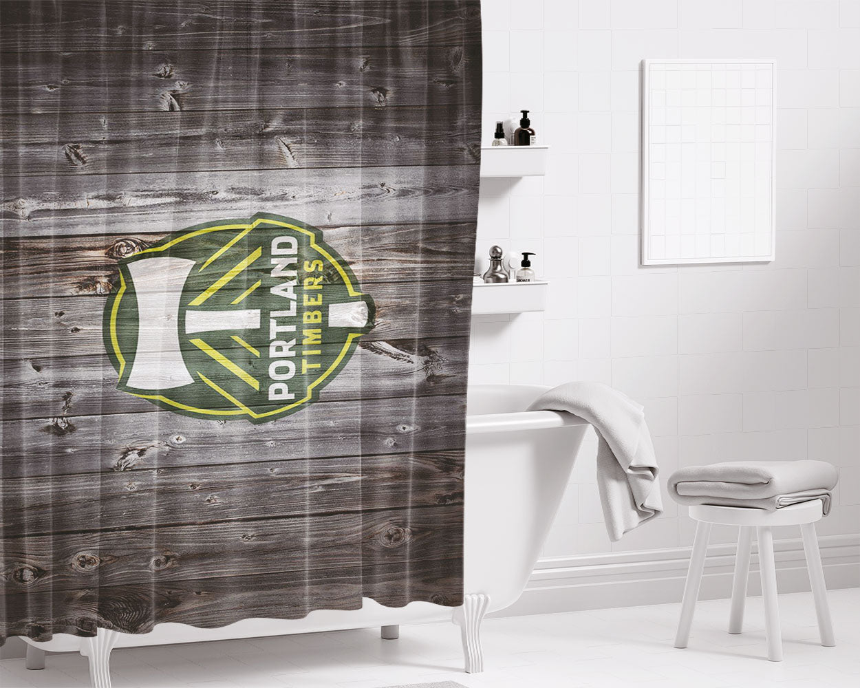 Portland Timbers Bathroom Shower Curtain Fabric Waterproof | 66 X 72 Inch
