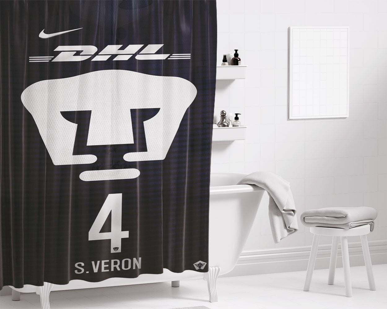 Pumas Unam Jersey S Veron Bathroom Shower Curtain Fabric Waterproof | 66 X 72 Inch