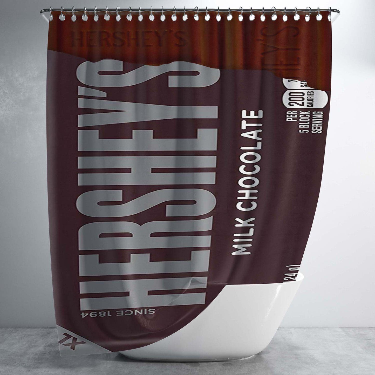 Hershey Milk Chocolate Candy Bar Xl Bathroom Shower Curtain Fabric Waterproof | 66 X 72 Inch