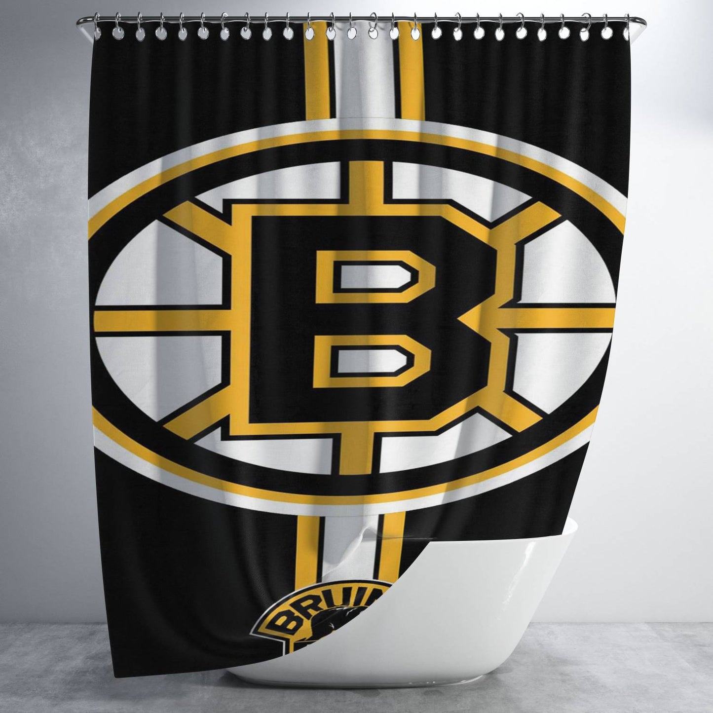 Boston Bruins Logo Bathroom Shower Curtain Fabric Waterproof | 66 X 72 Inch