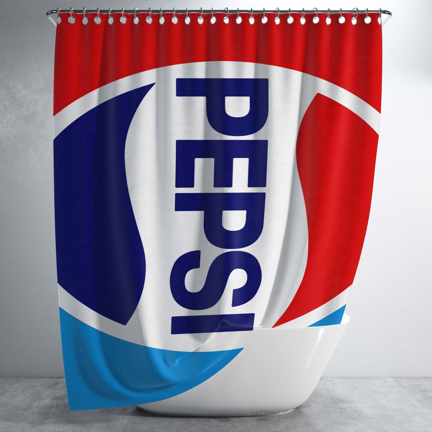 Pepsi Logo 1982 Bathroom Shower Curtain Fabric Waterproof | 66 X 72 Inch