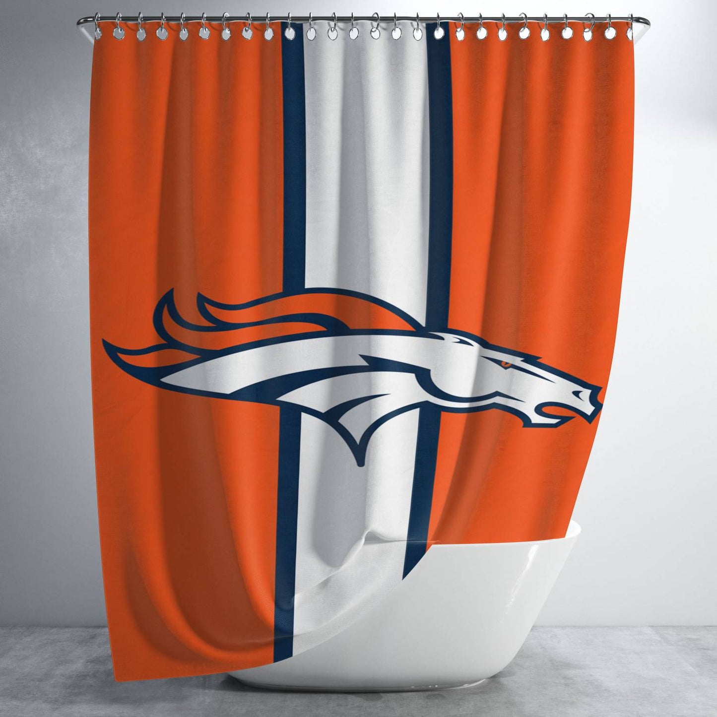 Denver Broncos Logo Bathroom Shower Curtain Fabric Waterproof | 66 X 72 Inch