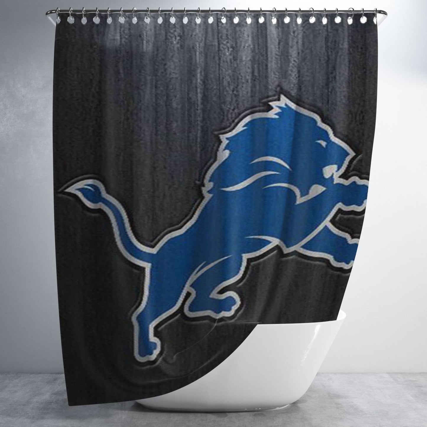 Detroit Lions Logo Bathroom Shower Curtain Fabric Waterproof | 66 X 72 Inch