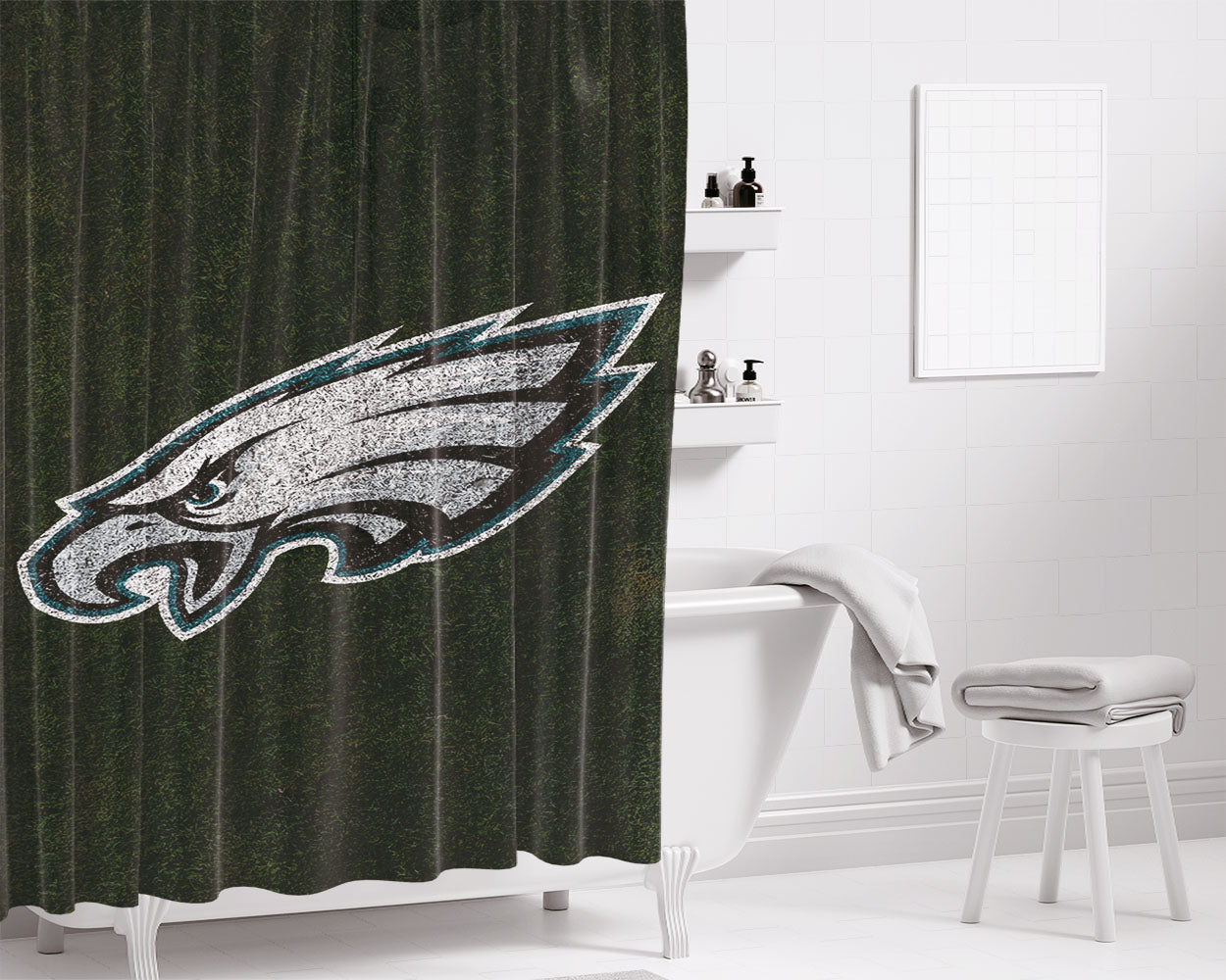 Green Philadelphia Eagles Logo Bathroom Shower Curtain Fabric Waterproof | 66 X 72 Inch