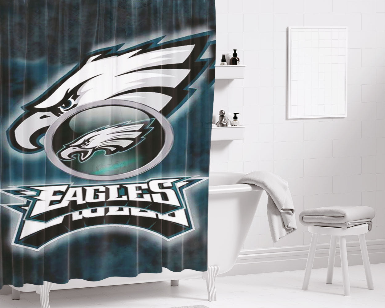 Philadelphia Eagles Club Bathroom Shower Curtain Fabric Waterproof | 66 X 72 Inch