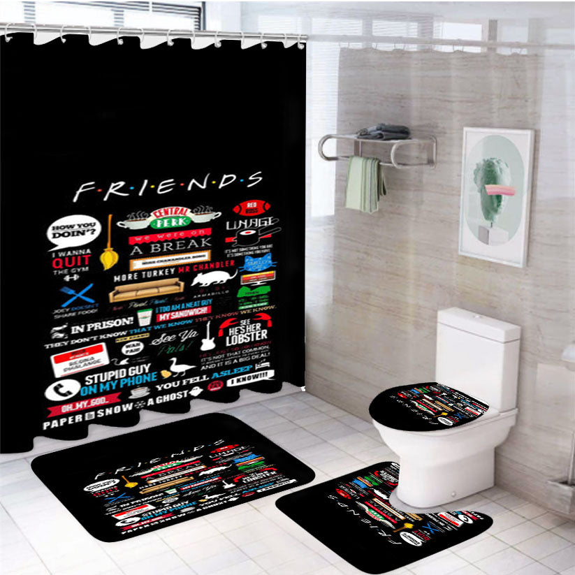 All The Quotes Friends White Shower Curtain Set Fabric Waterproof